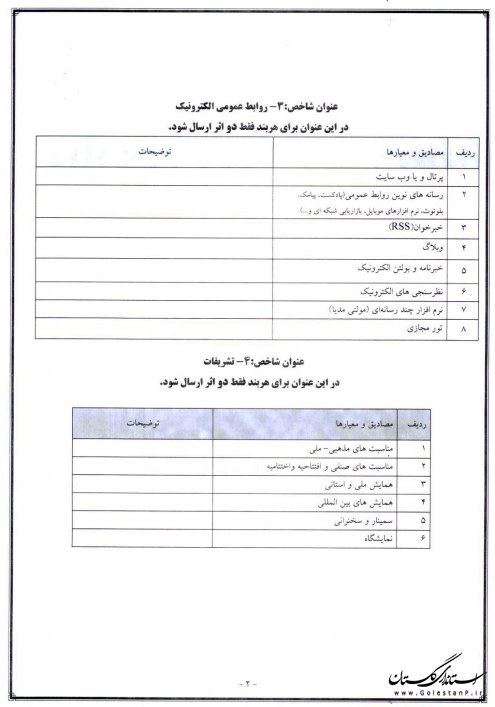 دومین جشنواره روابط عمومی های برتر استان گلستان