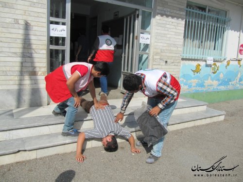 مانور آمادگی در برابر زلزله در شهرستان رامیان برگزار شد