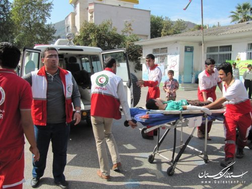 مانور آمادگی در برابر زلزله در شهرستان رامیان برگزار شد