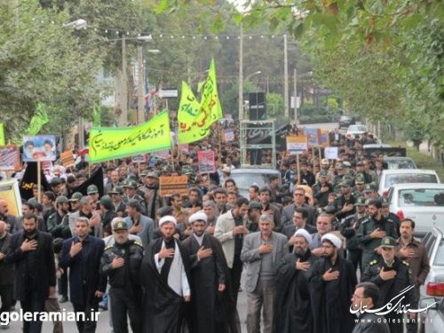 تجمع بزرگ دانش آموزان رامیانی به مناسبت روز مبارزه با استکبار