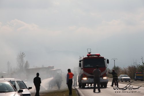 حضور فرماندارشهرستان ترکمن در مانور تصادف جاده ای زنجیره ای در شرایط واقعی