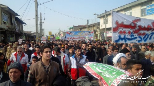 برگزاری با شکوه راهپیمایی 22 بهمن شهرستان آزادشهر با حضور فرماندار