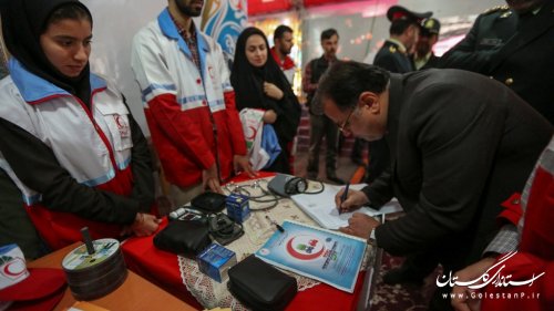 قرارگاه مشترک جمعیت هلال احمر و نیروی انتظامی استان گلستان در نوروز 94 افتتاح شد