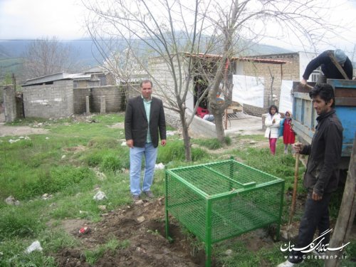 روستای آق قمیش به 50 سبد زباله مجهز شد