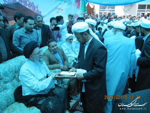 مراسم عمامه گذاری طلاب حوزه علوم دینی اورجنلی کلاله با حضور نماینده ولی فقیه در استان
