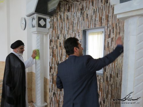 غبار روبی مساجد به مناسبت حلول ماه مبارک رمضان با حضور معاون فرماندار آق قلا