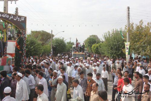 کاروان حامل پیکرهای مطهر شهدای غواص وارد مراوه تپه شد