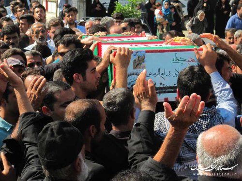 پیکر مطهر دو شهید گمنام در نوکنده تشییع و خاکسپاری شد