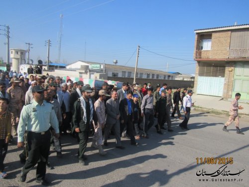 مراسم تشیع،تدفین وخاکسپاری 2شهیدگمنام غواص وخط شکن در شهرستان گمیشان