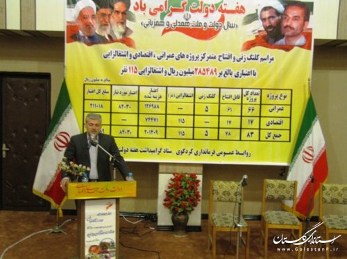افتتاح 83 پروژه عمرانی و اشتغالزایی هفته دولت شهرستان کردکوی