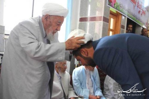مراسم عمامه گذاری طلاب حوزه علمیه عرفانی مراوه تپه با حضور آیت الله نورمفیدی