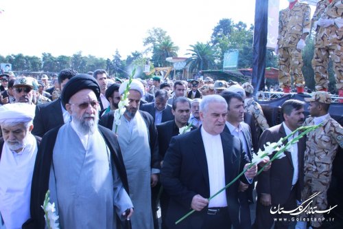 مراسم تشییع متمرکز 17جان باخته بیت الله الحرام در لشکر 30گرگان برگزار شد