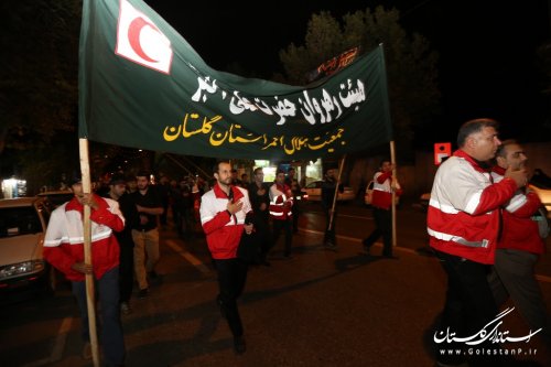 آیین دسته روی محبان حضرت علی اکبر(ع) جمعیت هلال احمر گلستان در گرگان