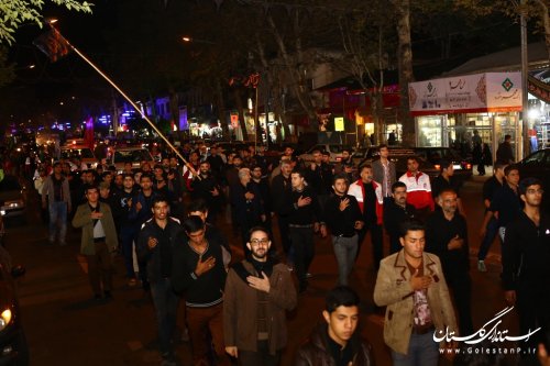 آیین دسته روی محبان حضرت علی اکبر(ع) جمعیت هلال احمر گلستان در گرگان
