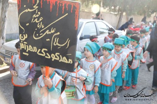 دسته روی و عزاداری نوگلان مهد کودکی گرگان برای سالار شهیدان(ع)