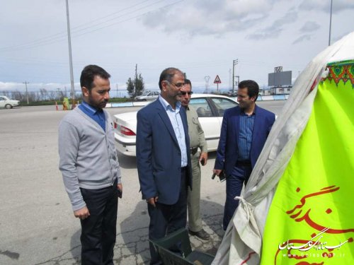 بازدید فرماندار بندرگز از کمپ های نوروزی پلیس و محیط زیست در پلیس راه نوکنده