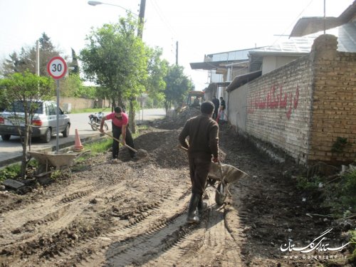 شروع عملیات پیاده رو سازی  شهر مزرعه کتول