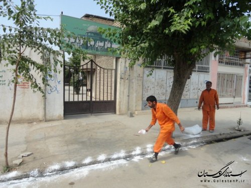 لایروبی و آهک پاشی جداول شهر توسط شهرداری گنبد انجام شد