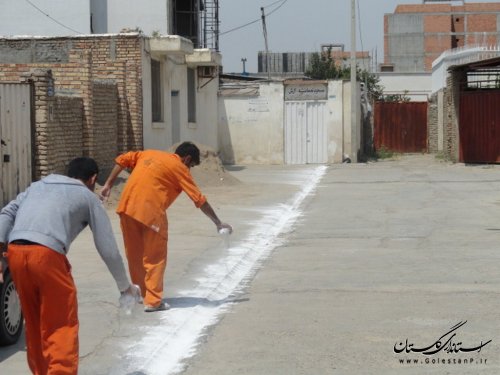 لایروبی و آهک پاشی جداول شهر توسط شهرداری گنبد انجام شد