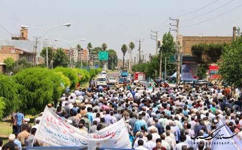 برگزاری راهپیمایی روز قدس در شهرستان آزادشهر با حضور باشکوه مردم