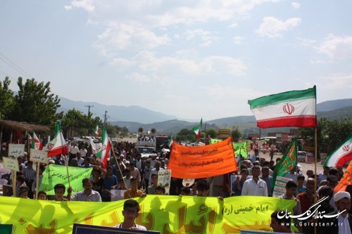 راهپیمایی باشکوه روز قدس بخش لوه در صادق آباد برگزار شد