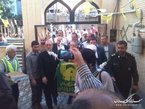ورود کاروان خدام رضوی به همراه پرچم حرم امام رضا(ع) به شهر نوده خاندوز