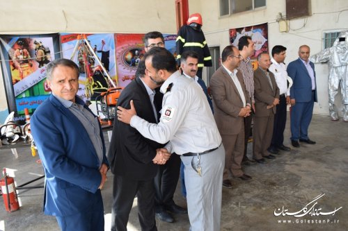 بازدید فرماندار، اعضای شورای اسلامی شهر و شهردار از واحد آتش نشانی علی آبادکتول