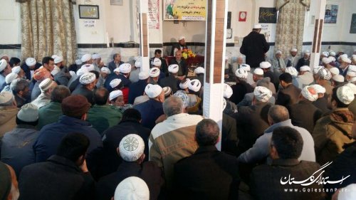 حضور فرماندار مراوه تپه در مراسم مولودی خوانی و همایش هفته وحدت روستای قرناوه علیا