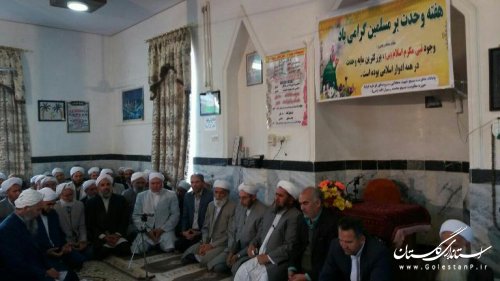 حضور فرماندار مراوه تپه در مراسم مولودی خوانی و همایش هفته وحدت روستای قرناوه علیا