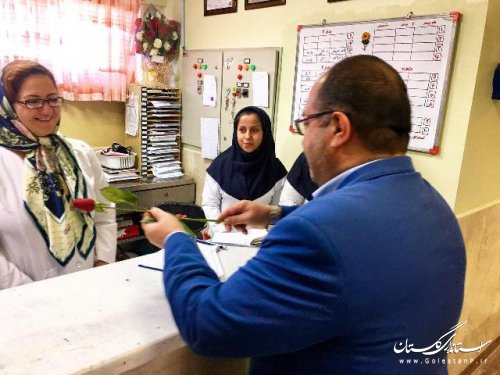 حضور فرماندار در بیمارستان بقیه الله الاعظم علی آباد کتول وتبریک روز پرستار 