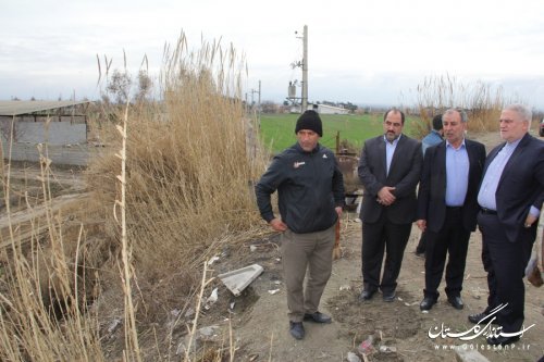 بازدید استاندار گلستان از آب بندان و طرح تسطیح اراضی محمدآباد