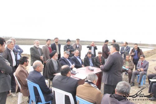 بازدید استاندار گلستان از آب بندان و طرح تسطیح اراضی محمدآباد