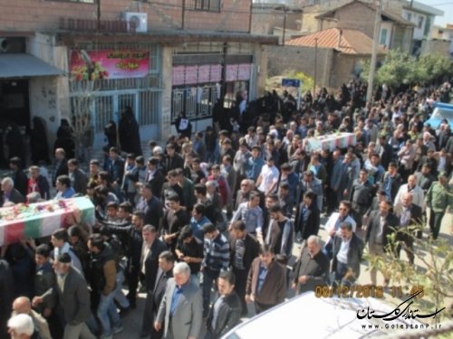 تشییع پیکر پاک دو شهید گمنام در شهر مزرعه کتول