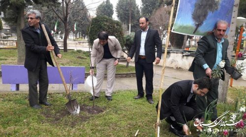 کاشت نهال توسط مردم و مسئولین گالیکش در روز درختکاری