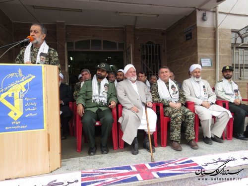 مراسم صبحگاه رزمایش بزرگ شهدای مدافع حرم شهرستان آق قلا برگزار شد