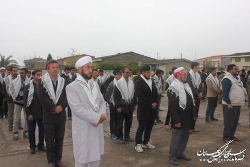 صبحگاه مشترک رزمایش شهدای مدافع حرم شهرستان گمیشان برگزار شد