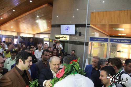 استقبال از قهرمانان کبدی آسیایی گلستان در فرودگاه بین المللی گرگان