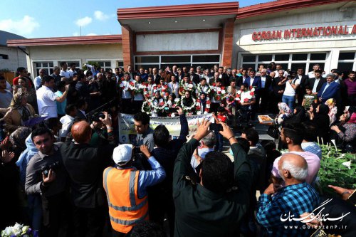 کبدی کاران ملی پوش گلستان با استقبال استاندار وارد فرودگاه بین المللی گرگان شدند
