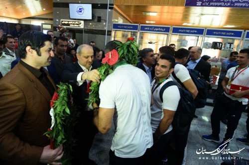 کبدی کاران ملی پوش گلستان با استقبال استاندار وارد فرودگاه بین المللی گرگان شدند