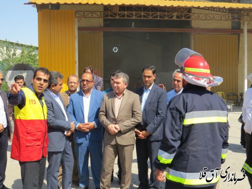 مانور اطفاء حریق در واحد تولیدی"سپار آشیان"شهرک صنعتی آق قلا