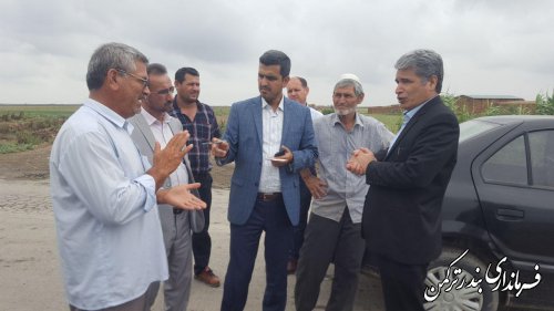 بازدید فرماندار ترکمن از روند اجرای طرح هادی در روستاهای شهرستان