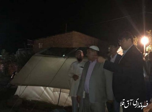 فرماندار شهرستان آق قلا بصورت شبانه از وضعیت سیل زدگان روستای چن سولی بخش وشمگیر بازدید کرد