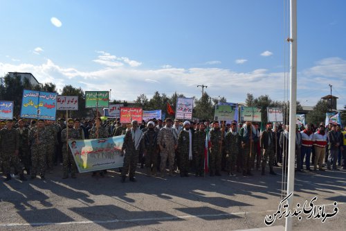 رزمایش مدافعان حریم ولایت به مناسبت چهل سالگی شجره طیبه بسیج در شهرستان ترکمن برگزار شد