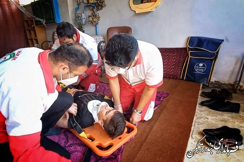 مانور امدادی در شهرک ولی عصر شهرستان ترکمن برگزار شد