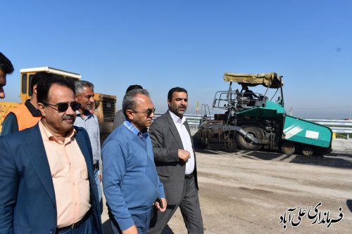 بازدید فرماندار از مراحل پایانی و تکمیل نهایی پروژه روگذر کمربندی علی ابادکتول (ضلع غربی)