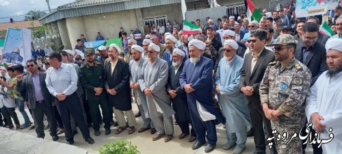 اهالی بخش گلیداغ شهرستان مراوه‌تپه در راهپیمائی روز قدس حضور پرشور داشتند