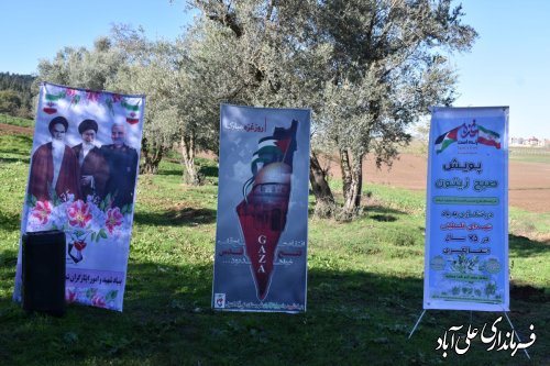 پویش سراسری صبح زیتون به یاد شهدای غزه و فلسطین با حضور فرماندار علی آبادکتول