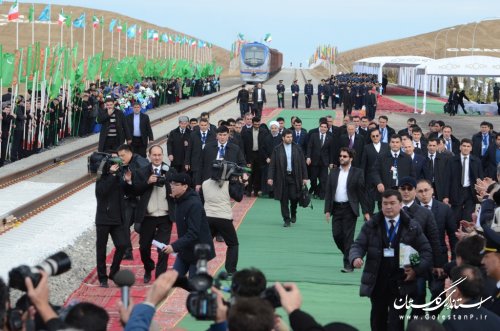 مراسم افتتاح راه آهن ایران، ترکمنستان، قزاقستان با حضور رؤسای جمهوری سه کشور