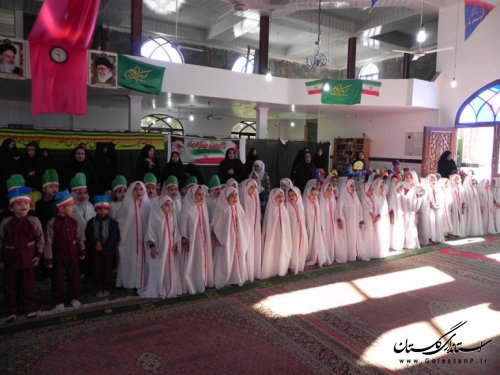 مراسم پیوند مسجد و مهدکودک بمناسبت دهه مبارک فجر در مینودشت برگزار شد