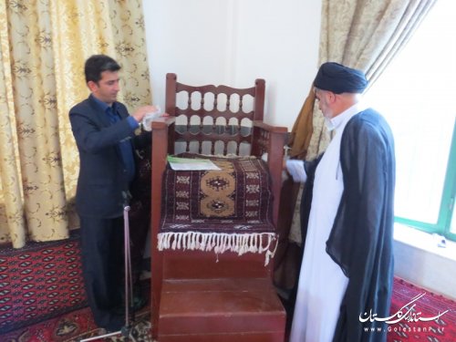 غبار روبی مساجد به مناسبت حلول ماه مبارک رمضان با حضور معاون فرماندار آق قلا